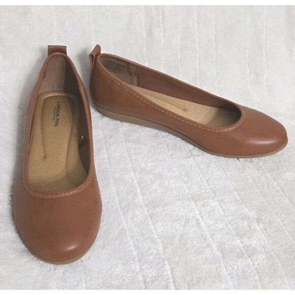 London Fog Ballet Flats Sz 10 Brown Comfortable Slip On Shoes Classic Minimalist - Picture 1 of 10